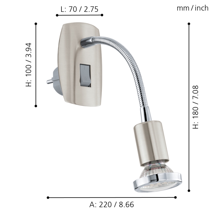 Eglo - LED Stopcontact lamp 4 1xGU10-LED/3W/230V