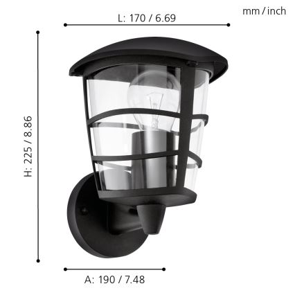 Eglo - LED Wandlamp voor buiten 1x E27 / 8,5W / 230V IP44