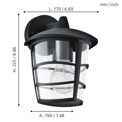 Eglo - Applique murale LED extérieure 1xE27/8,5W/230V IP44