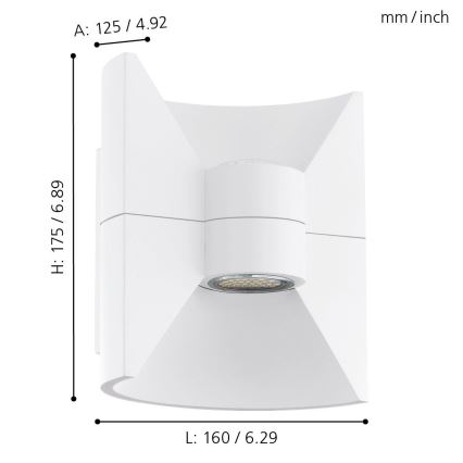 Eglo 93367 - LED Wandlamp voor buiten REDONDO wit 2xLED-SMD/2,5W/230V IP44