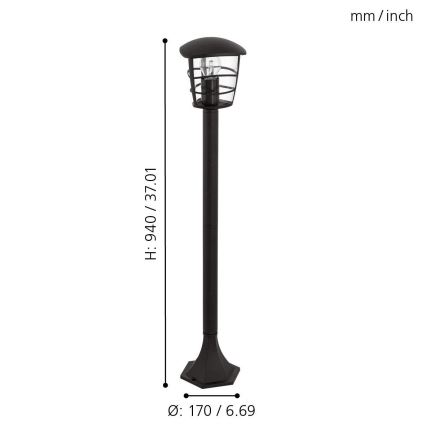Eglo - lampe LED d'extérieur 1xE27/8,5W/230V IP44 noire