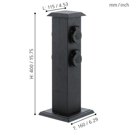 EGLO - Colonne de jardin extérieure avec prises SCHUKO IP44