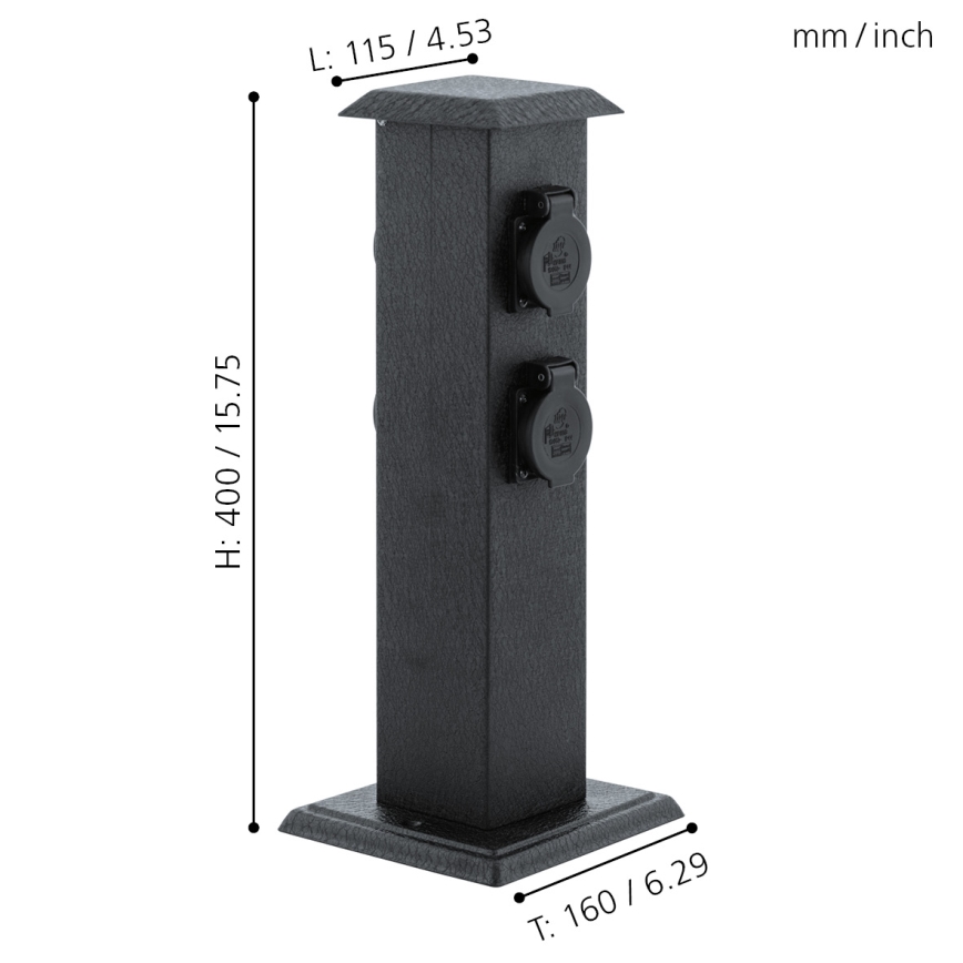 EGLO - Colonne de jardin extérieure avec prises SCHUKO IP44