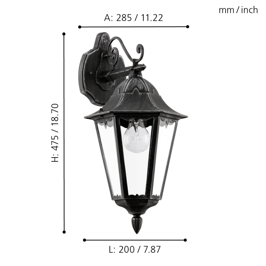 Eglo - Buitenwandlamp 1xE27/60W/230V IP44