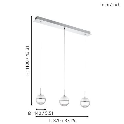 Eglo 93784 - Suspension LED MONTEFIO 1 3xLED/5W/230V