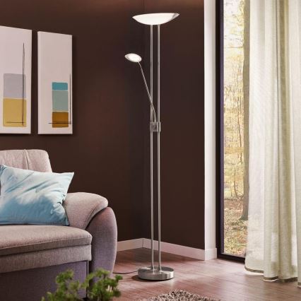 Eglo - Dimbare LED Staande lamp LED/20W + LED/2,5W glanzend chroom