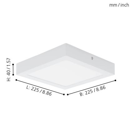 Eglo 94077 - Plafonnier FUEVA 1 LED, 16,47 W / 230 V, 22,5 x 22,5 cm