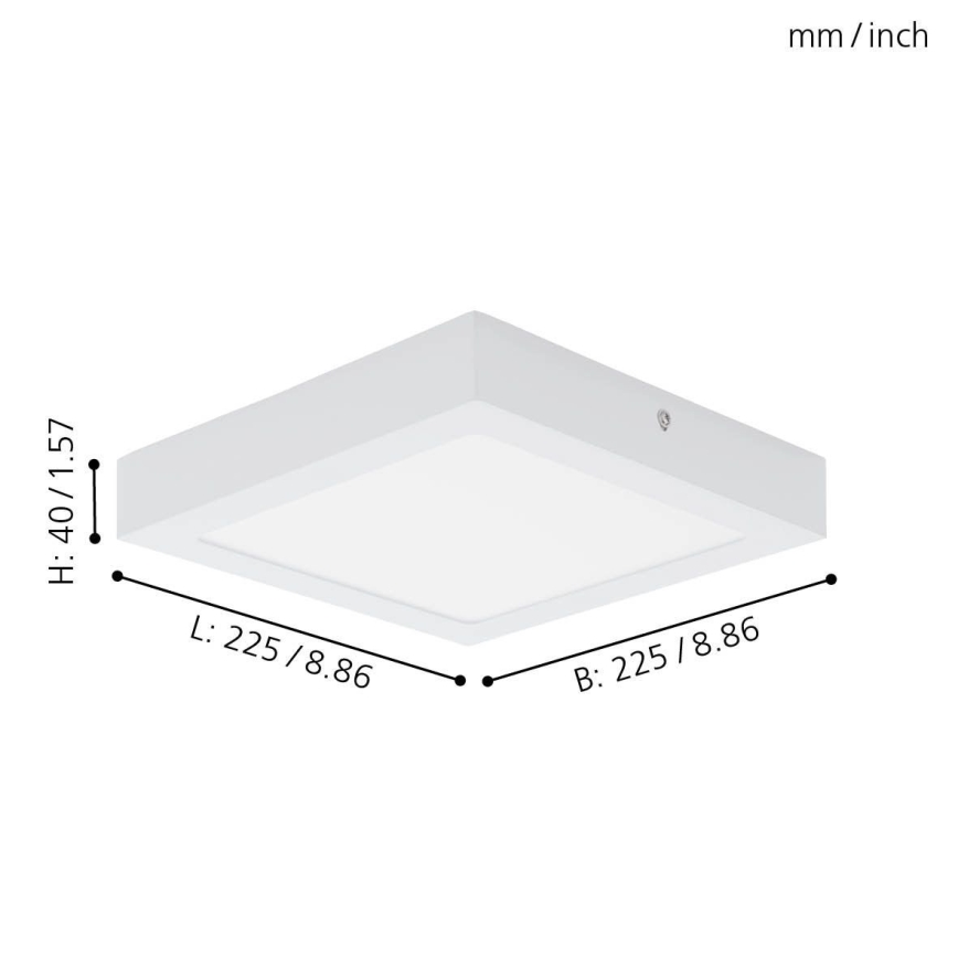 Eglo 94077 - Plafonnier FUEVA 1 LED, 16,47 W / 230 V, 22,5 x 22,5 cm