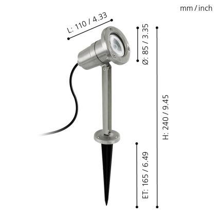 Eglo - LED Buitenlamp 1xGU10/5W/230V IP54