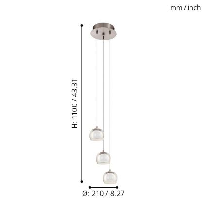 Eglo - LED Hanglamp 3xLED/3,3W/230V