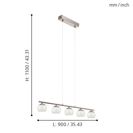 Eglo 94319 - LED Hanglamp ASCOLESE 5xLED/3,3W/230V