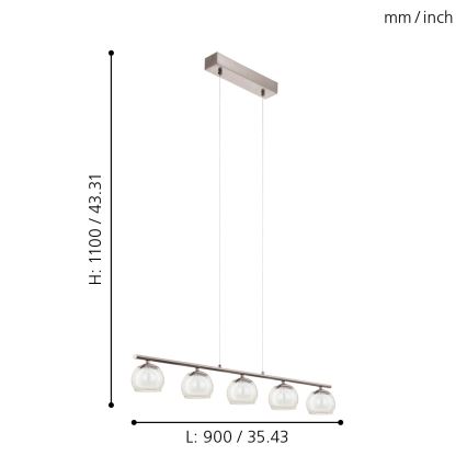 Eglo 94319 - Suspension ASCOLESE 5xLED/3,3W/230V