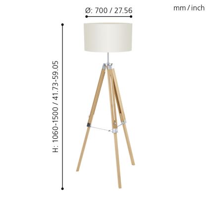 Eglo - Lampadaire 1xE27/60W/230V