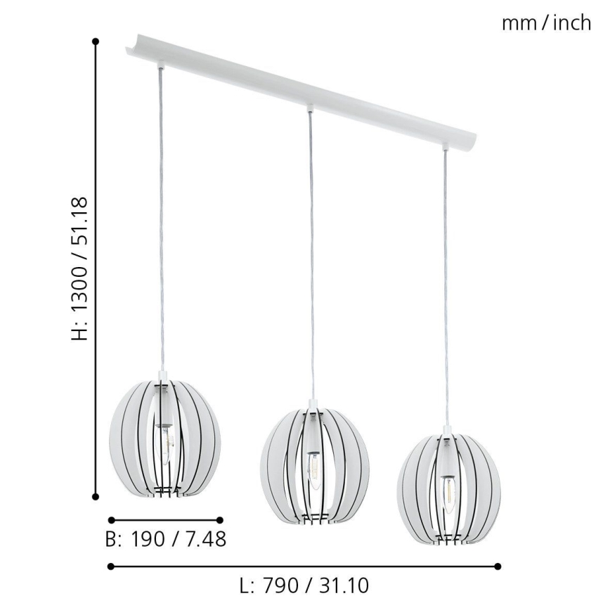 Eglo 94444 - Lustre COSSANO 3xE14/40W/230V
