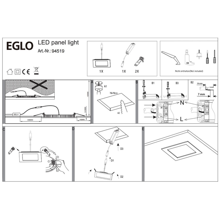 Eglo 94519 - spot encastré LED FUEVA 1 LED/2,7W/230V 8,5x8,5 cm