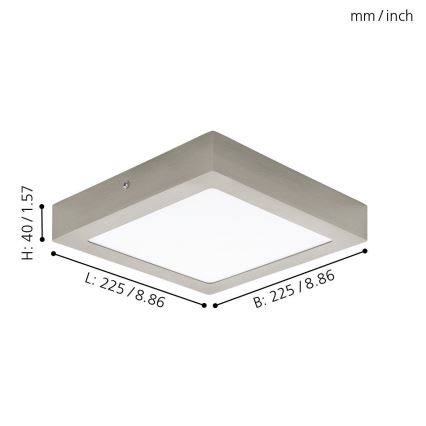Eglo 94526 - LED-plafonnière FUEVA 1 LED/16,5W/230V 22,5x22,5 cm
