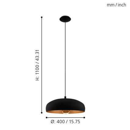 Eglo 94605 - Hanglamp MOGANO 1xE27/60W/230V