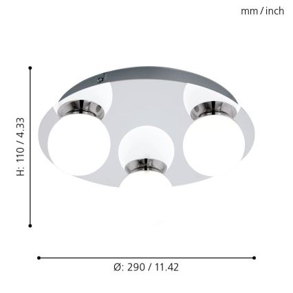 Eglo - LED Badkamerlamp 3xLED/3,3W/230V IP44