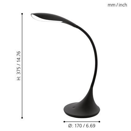 Eglo - Lampe de table LED à intensité modulable 1xLED/4,5W/230V noir