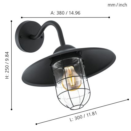 Eglo - Luminaire extérieur 1xE27/60W/230V IP44