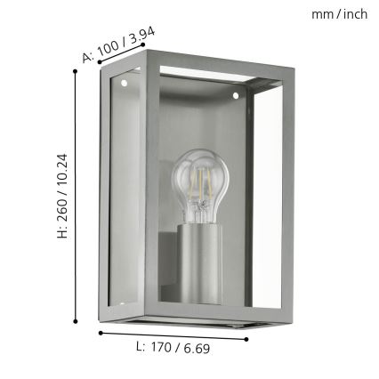 Eglo 94827 - Luminaire d'extérieur ALAMONTE 1xE27/60W/230V IP44