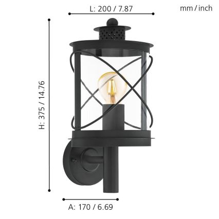 Eglo - Luminaire extérieur 1xE27/60W/230V IP44