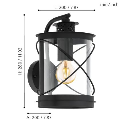 Eglo - Buitenlamp 1xE27/60W/230V IP44