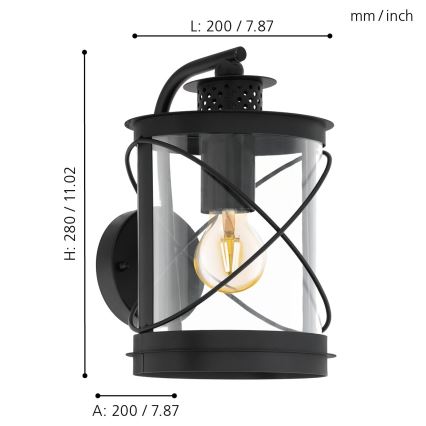 Eglo - Buitenlamp 1xE27/60W/230V IP44