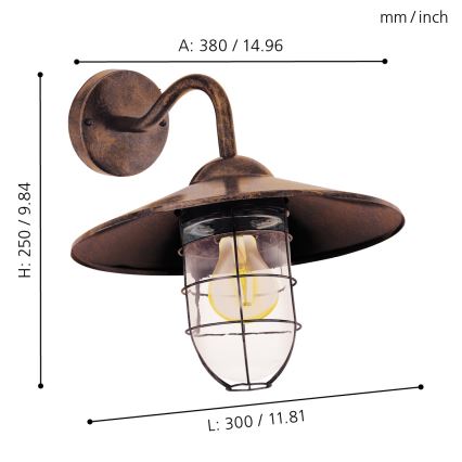 Eglo 94863 - Buitenlamp MELGOA 1xE27/60W/230V IP44