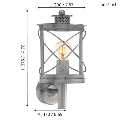 Eglo - Buitenlamp 1xE27/60W/230V IP44