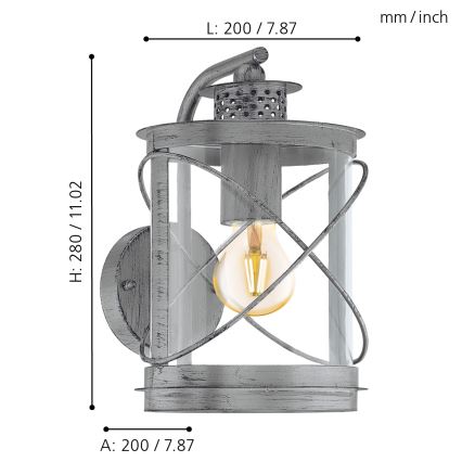 Eglo - Buitenlamp 1xE27/60W/230V IP44