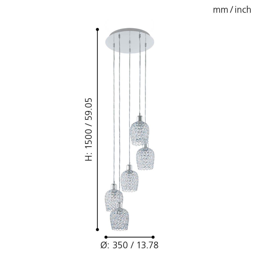 Eglo 94898 - Hanglamp aan kabel BONARES 1 5xE27/60W/230V