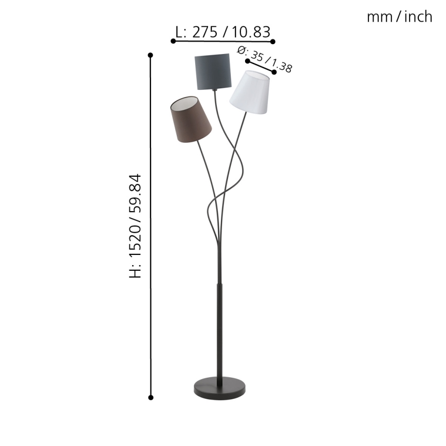 Eglo - Vloerlamp 3xE14/40W/230V