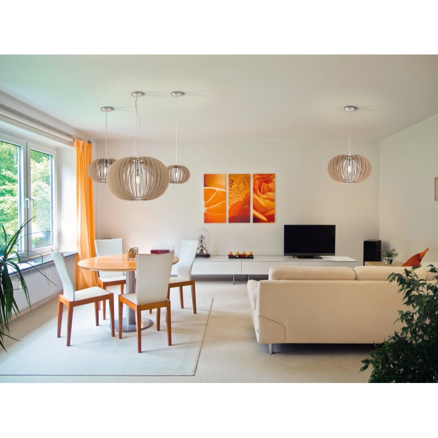 Eglo 95042 - Hanglamp aan kabel STELLATO 1xE27/60W/230V Ø 70 cm beige