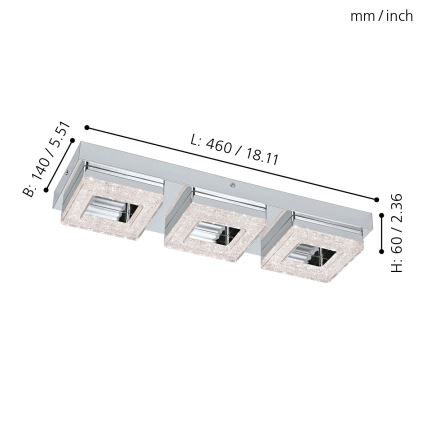 Eglo - LED Kristallen plafondverlichting 3xLED/4W/230V