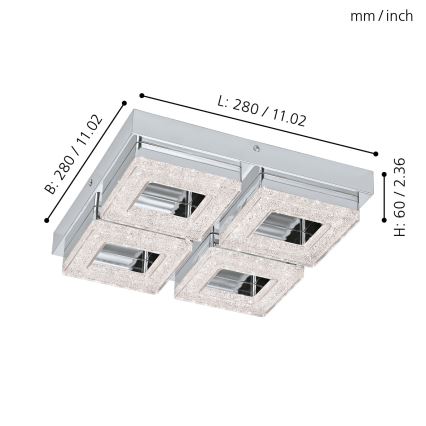 Eglo - LED Kristallen plafondverlichting 4xLED/4W/230V