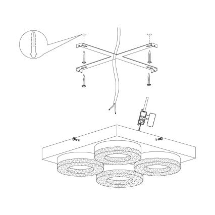 Eglo - LED Kristallen plafondverlichting 4xLED/4W/230V