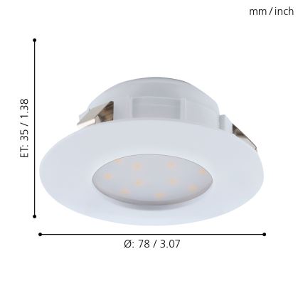 Eglo - Set van 3 LED-inbouwspots voor de badkamer PINEDA LED/4,9W/230V IP44