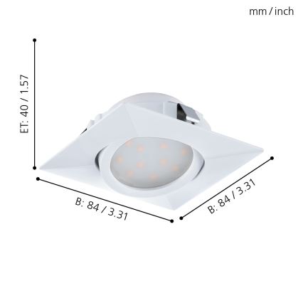 Eglo - SET 3x LED Inbouwlamp PINEDA 1xLED/4,9W/230V