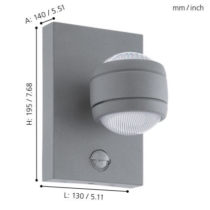 Eglo - Applique murale LED extérieure avec capteur 2xLED/3,7W IP44