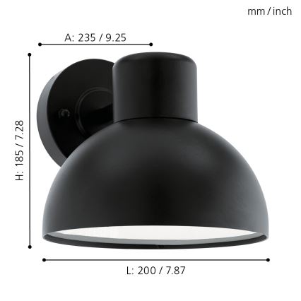 Eglo - Buiten wandlamp 1xE27/60W IP44