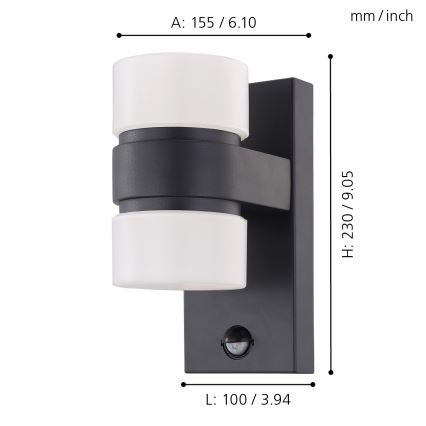 Eglo - Applique murale LED extérieure avec capteur 2xLED/6W IP44