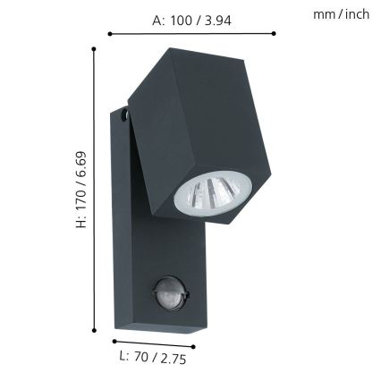 Eglo - LED Wandlamp voor buiten met sensor LED/5W/230V IP44