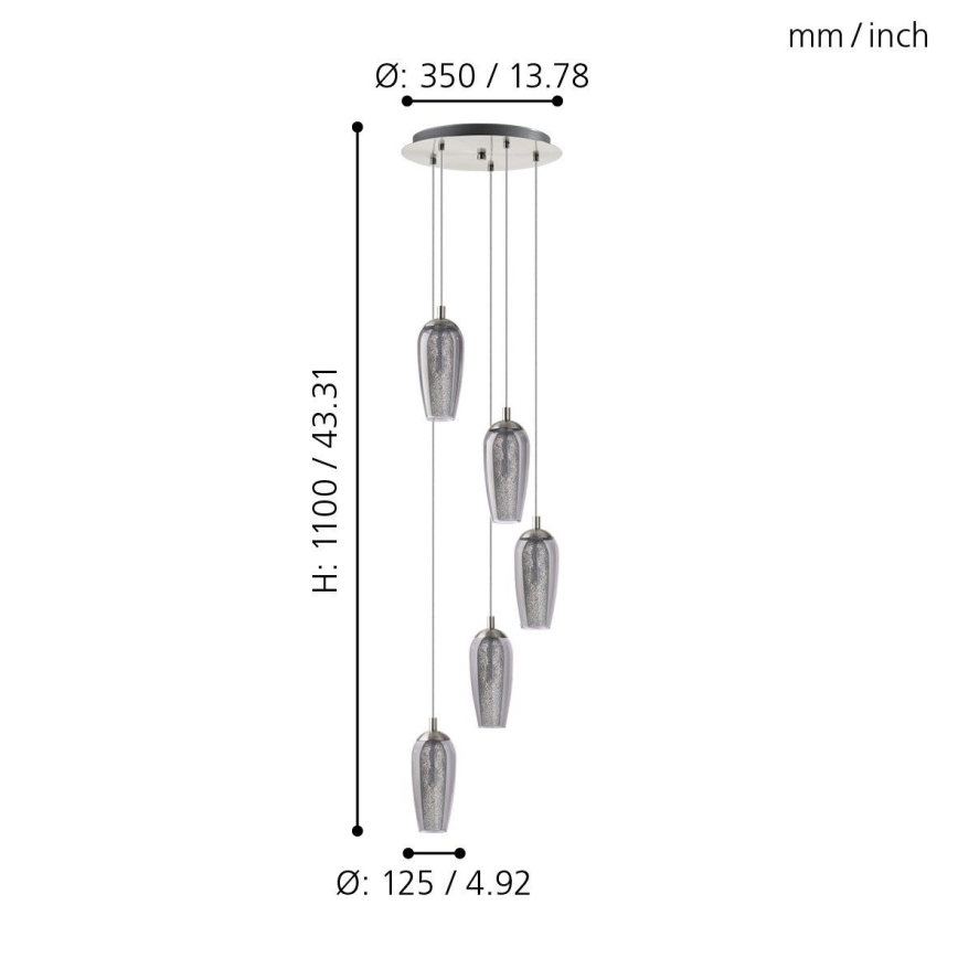 Eglo 96345 - LED Hanglamp aan draad FARSALA 5xG9/2,5W/230V