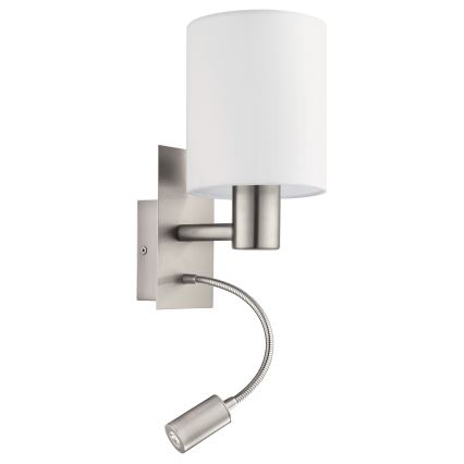 Eglo - Luminaire flexible 1xE27/40W+LED/3,8W blanc