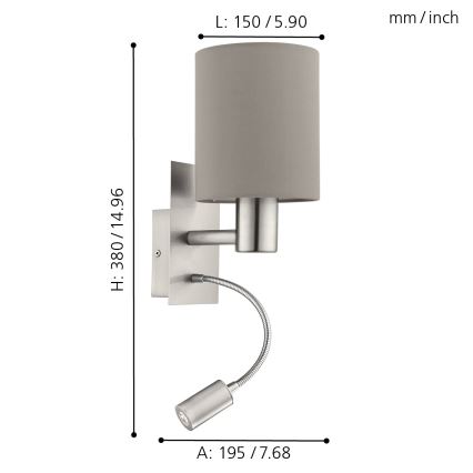Eglo - LED Flexibel lamp 1xE27/40W+LED/3,8W taupe