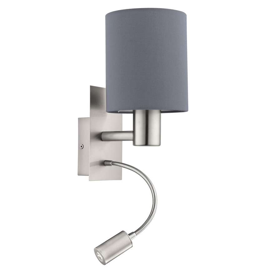 Eglo - LED Flexibele lamp 1xE27/40W+LED/3,8W grijs