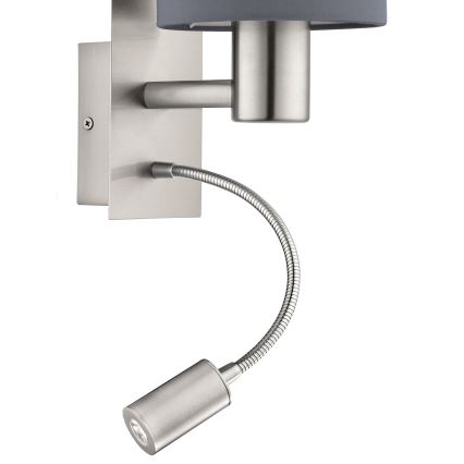 Eglo - LED Flexibele lamp 1xE27/40W+LED/3,8W grijs
