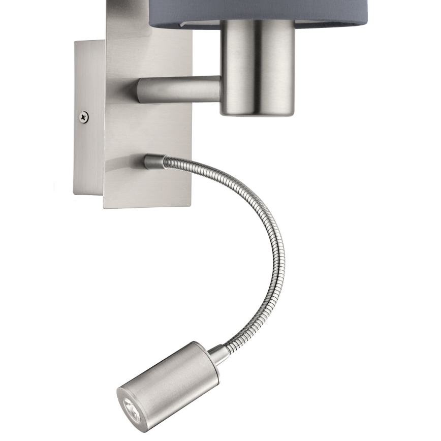 Eglo - LED Flexibele lamp 1xE27/40W+LED/3,8W grijs