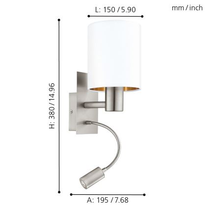 Eglo - LED Wandlamp 1xE27/40W+LED/3,8W wit